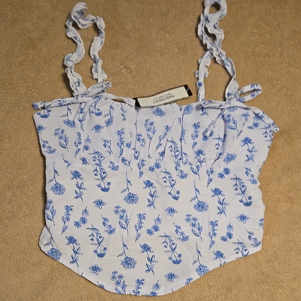 Discreet White and Blue Floral Camisole